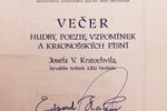 Večer hudby, poezie a vzpomínek Josefa Václava Kratochvíla